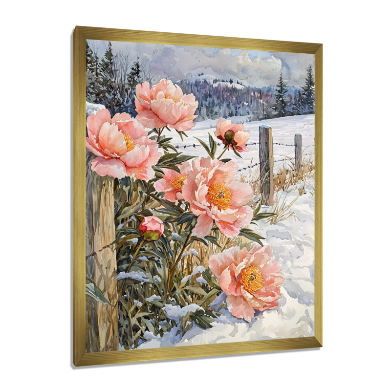 Brawley - impressions murales florales, H 40 po x l 30 po, Reproduction encadrée d'une seule photo, Doré