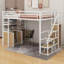 Lit mezzanine double en métal avec escalier de rangement et garde-robe-1642545661
