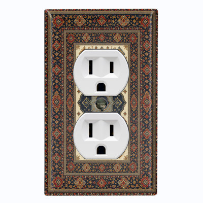 Couvercle de plaque d'interrupteur en métal; Image recto-verso de 1 bande US standard - image imprimée d'un motif de tapis persan traditionnel
