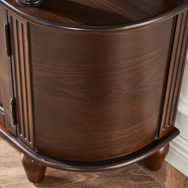 Console demi-cercle en bois massif brun noisette, H 35,43 po x L 55,12 po x l 11,81 po