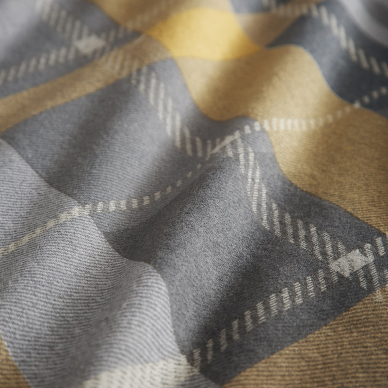 Plaid Duvet Cover Set with Pillowcases, Single - 1 Standard Pillowcase, Ochre