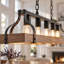 Lustre linéaire à 5 lumières de 86 cm (34 po) avec fini noyer, suspension pour îlot de cuisine de style campagnard-1202493403