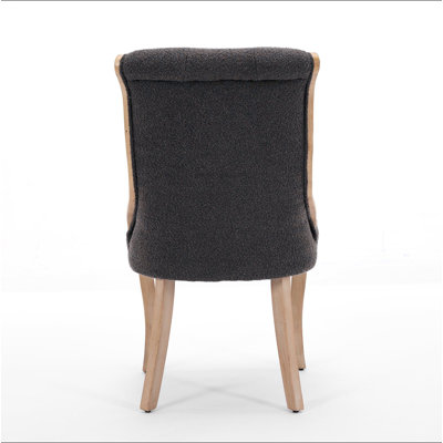 Snow Velvet Dining Chairs, Mid-Century Style with Curved Wood Trim & Sculpted Legs, Upholstered Comfort for Dining/Lounge, Accent Seating with Fluffy