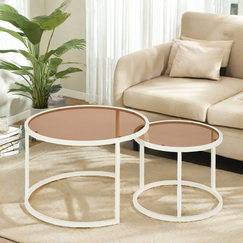 Creary Frame Coffee Table, White, Tan