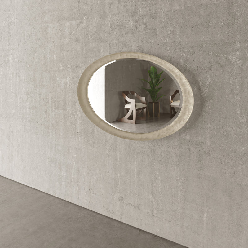 Visage Transitional Oval Wall Mirror, Prosecco Silver Leaf