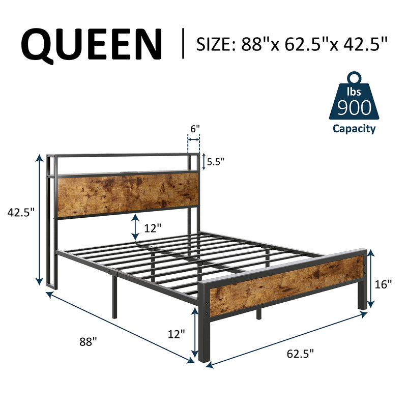 Storage Bed, Queen, Rustic Brown