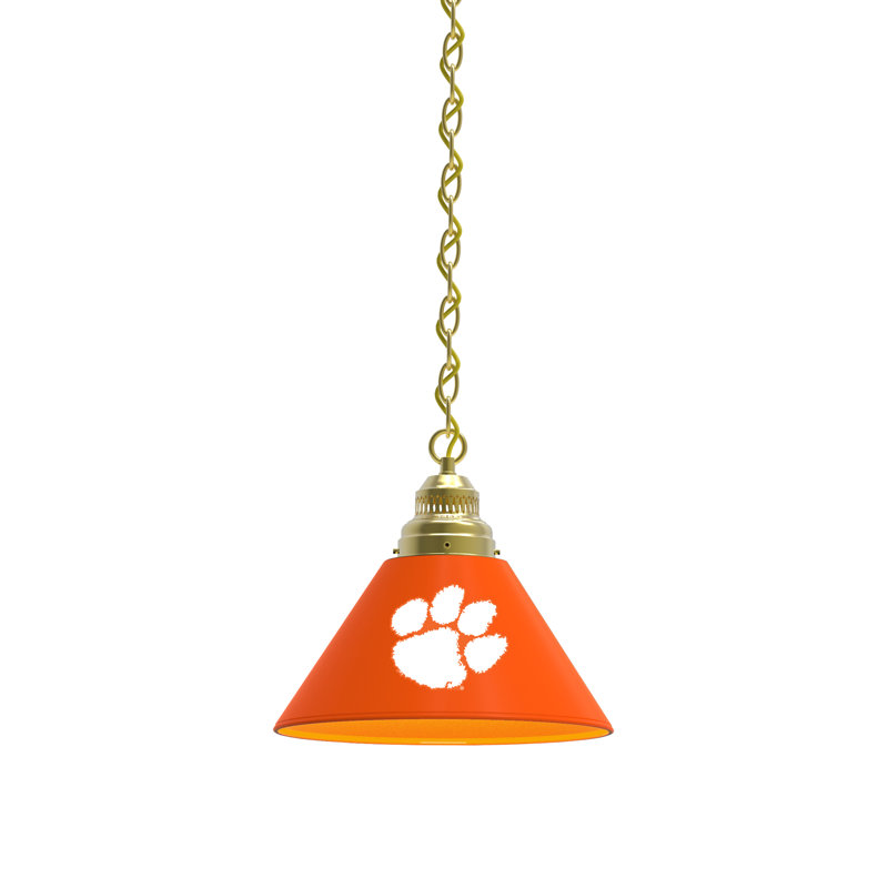 1 - Light Single Pendant, Brass, Clemson Tigers