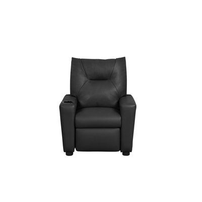Fauteuil inclinable noir en cuir PU avec porte-gobelet et accoudoirs pour chambre d'enfant