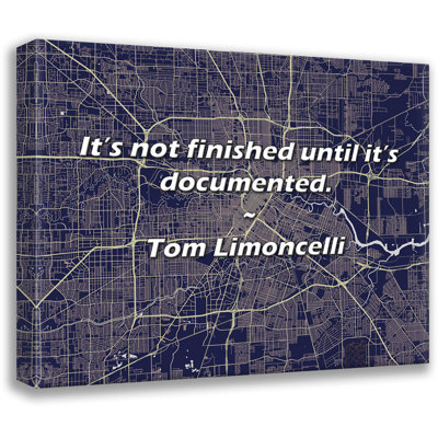 Citation artistique «Ce n'est pas fini tant que ce n'est pas documenté». Toile tendue par Tom Limoncelli