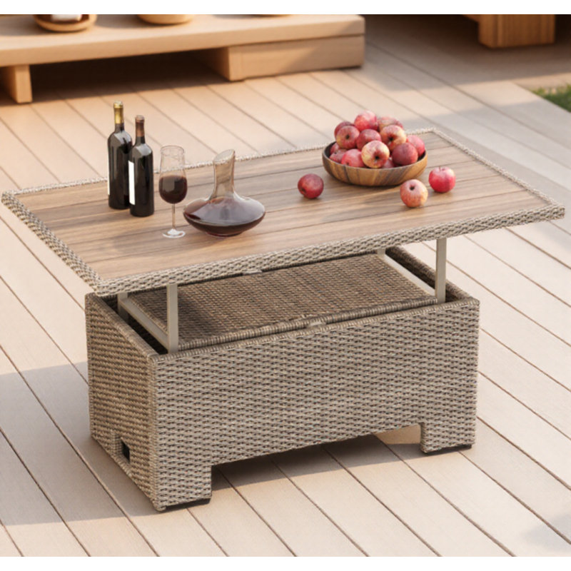 Cahlan Extendable Wicker Dining Table, Brown
