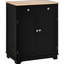 Buffet avec comptoir en bois massif - Rangement noir élégant pour une maison moderne. 2 tiroirs, tablette réglable, rangement à options multiples. Tablette