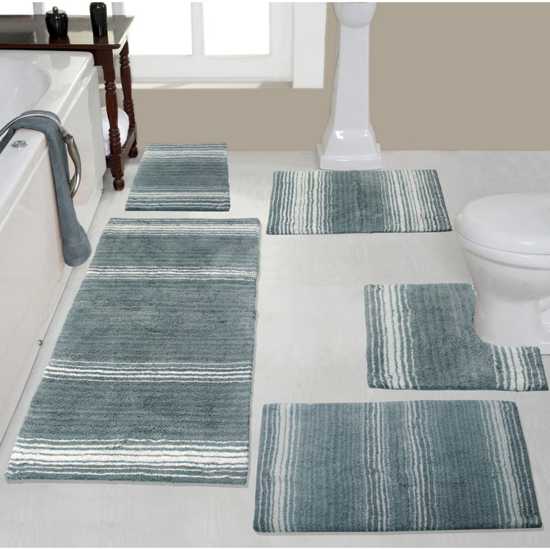Highlawn 5 Piece Bath Rug Set, Gray