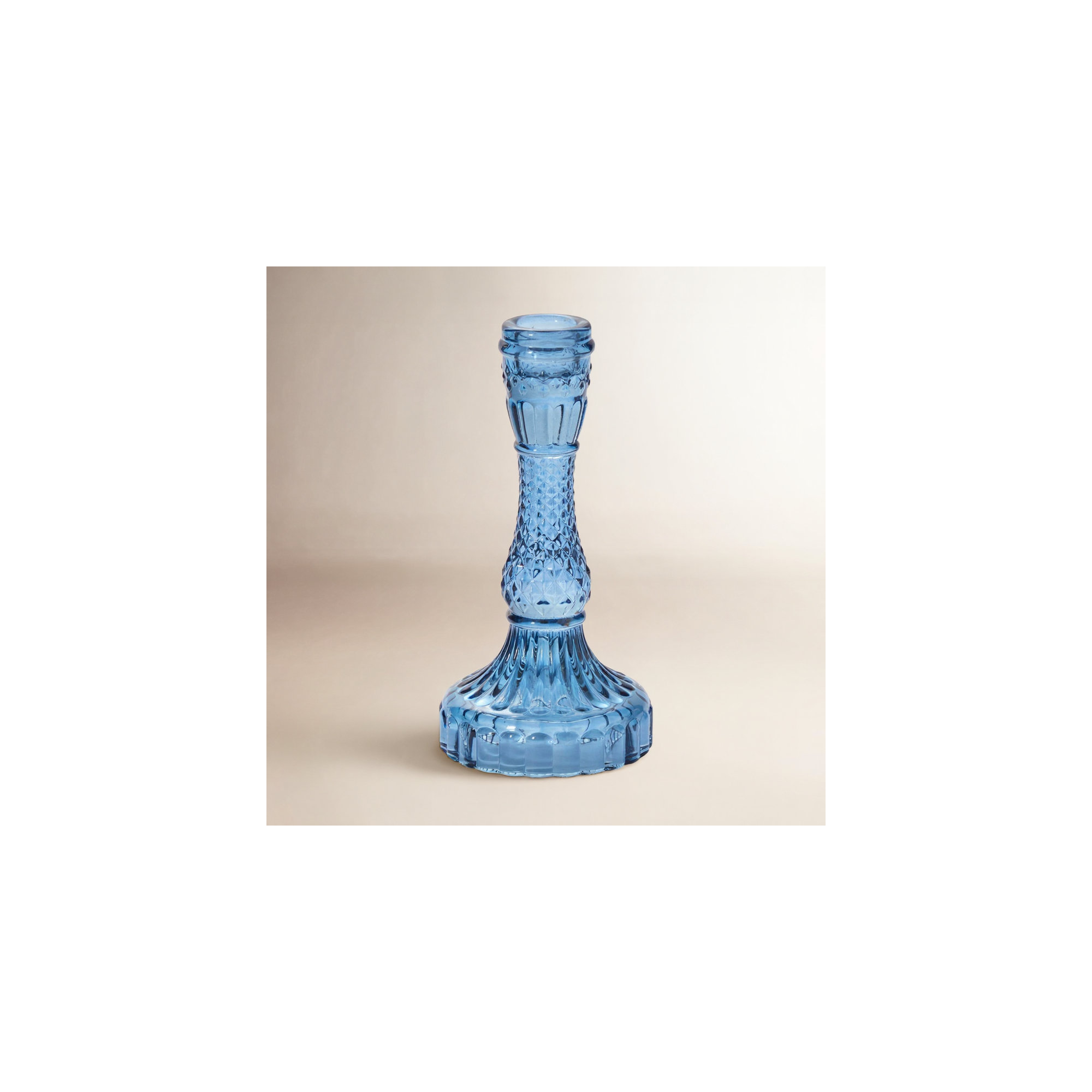 Samira Glass Tabletop Candlestick, Blue