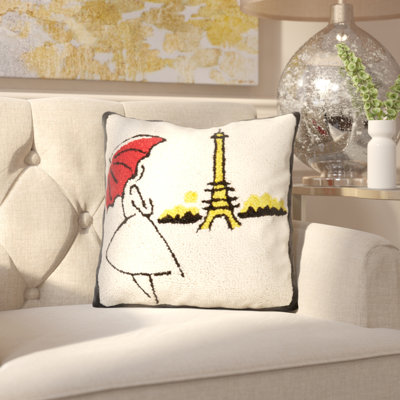 Mcnear Red Umbrella Wool Hook Throw Pillow with Removable Cover