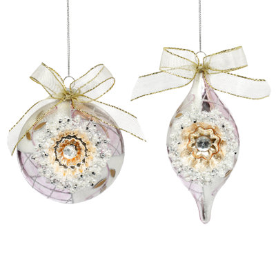 Ribboned Pearl Ornament - 5-6 Inches Set Of 6