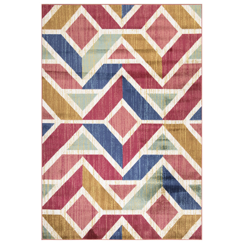 Tamiami Geometric 60cm X 110cm Area Rug, Rectangle 60cm x 110cm