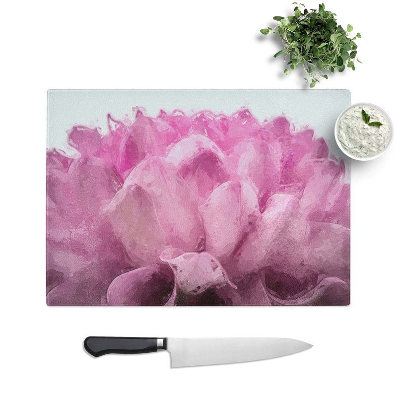 Tempered Glass Petals of a Chrysanthemum Chopping Board, 39 cm W x 28.5 cm L