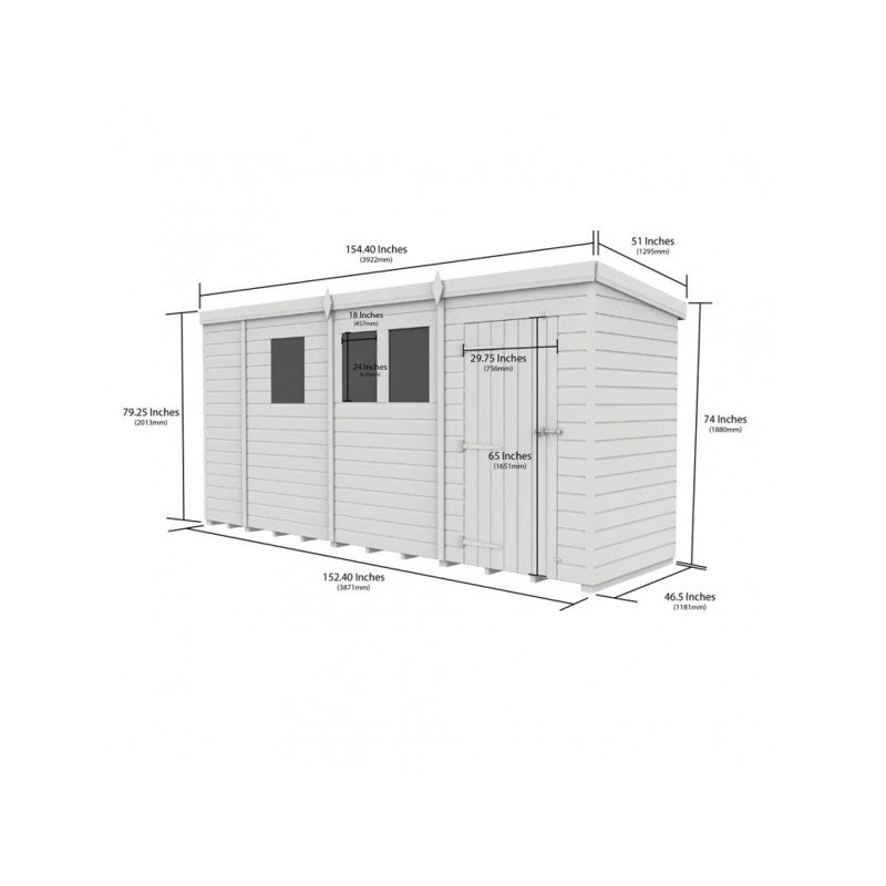 13x4 Pent Composite Shed