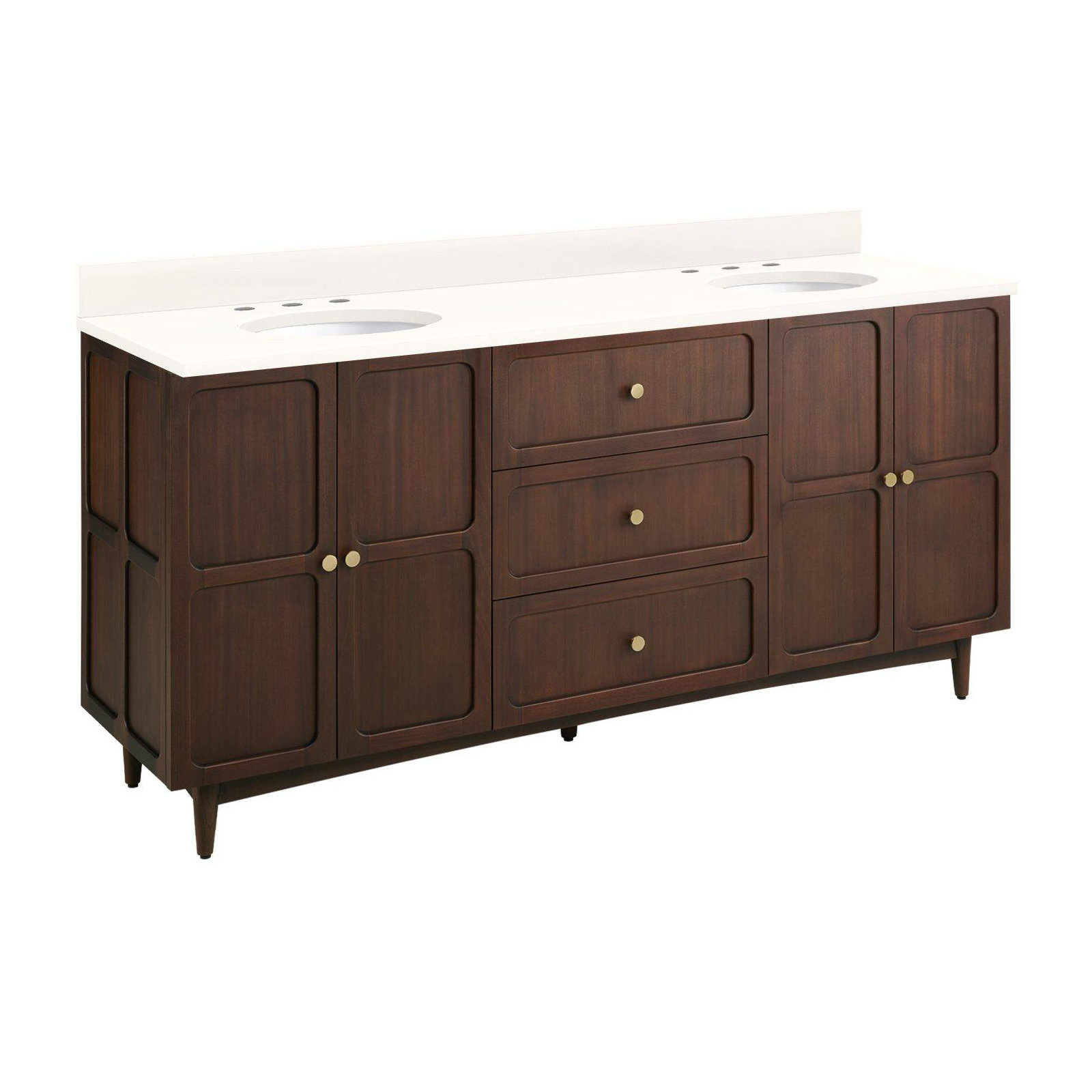 Delavan 72" Double Bathroom Vanity, Arctic White Quartz