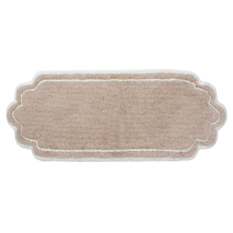 Dobrinka Bath Rug Plush 100% Cotton Mat, Unique Design, Absorbent, Quick Dry, Linen, 21"x54"(Rectangle)