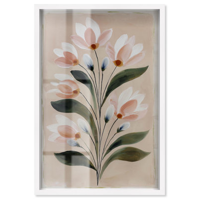 Décoration murale florale Bloom in Delicacy Shadowbox par Art Remedy, cadre blanc, 17 x 25