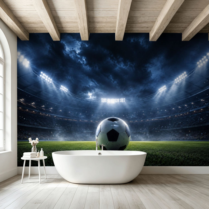 Papier peint adhésif pelez et collez, stade de soccer, auto-adhésif et amovible, 99.6" L x 144" W