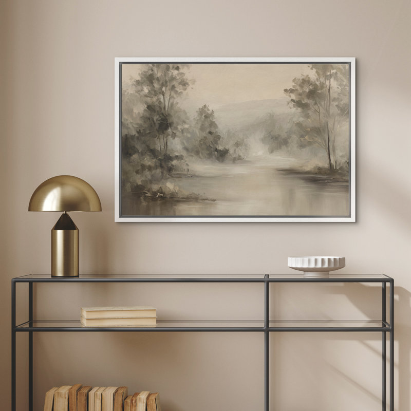 Reproduction d'art sur toile encadrée - paysage rétro, salon, décor de ferme moderne, H 16 po x l 24 po, Blanc