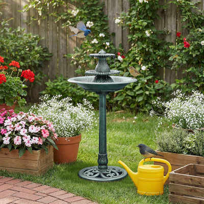 Fontaine à piédestal d'extérieur de 37 po de hauteur à 3 niveaux, fontaine d'eau en cascade et bain d'oiseaux pour le jardin, le patio, la cour arrière