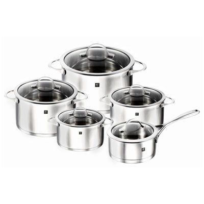 Ensemble de casseroles 10 pièces 10 pièces, acier inoxydable 18/10