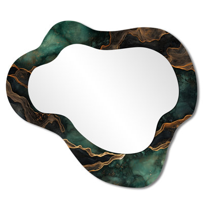 Abstract Irregular Accent Mirror – Shimmering Dream of Lakes Rivers, Metal Print