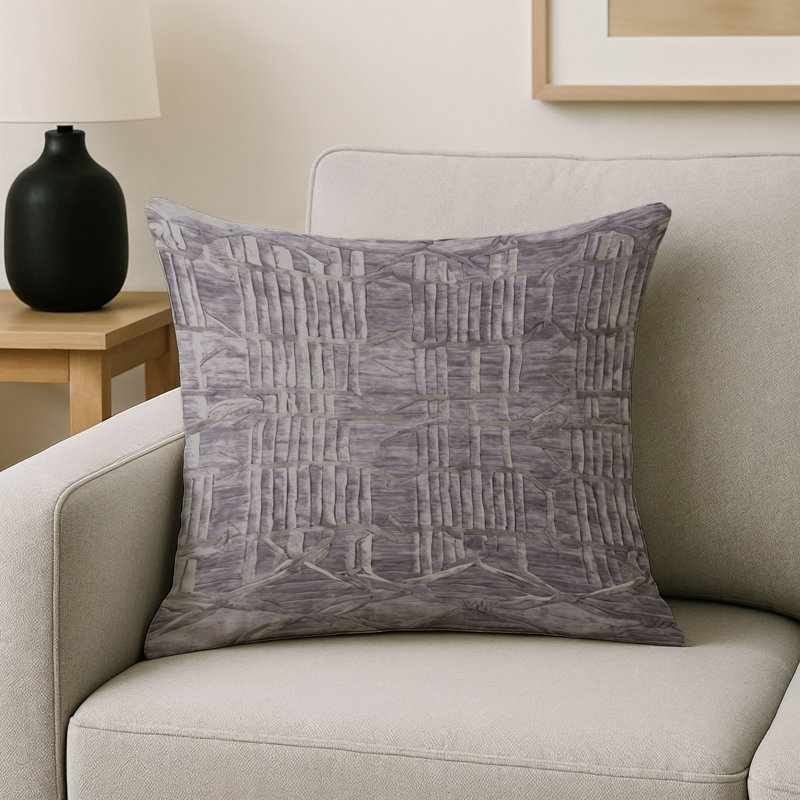 Coussin décoratif intérieur et extérieur Modern, Carré 16 po, Gris / gris anthracite / blanc géométrique