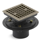Clearflo Square Design Tile-In Shower Drain with Reversible Collar, 2" and 3" PVC Connection