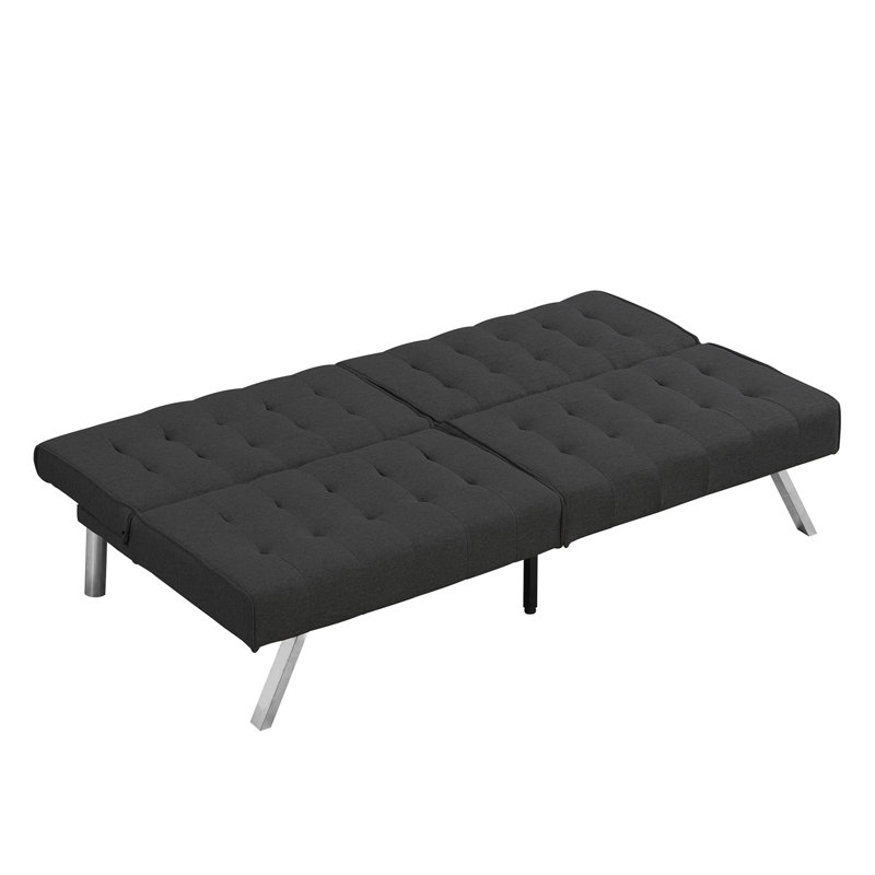 WOOD FRAME, STAINLESS LEG, FUTON, SOFA BED BLACK, Black