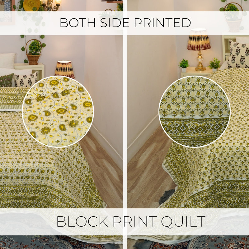 Literie bohème de luxe à motif floral en tissu imprimé Fab Fabine pour chambre et canapé, Moss, Grand lit