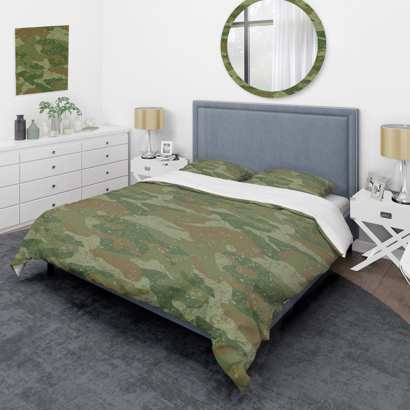 Green Desert camouflage - Ensemble de housse de couette abstrait - Microfibre de polyester