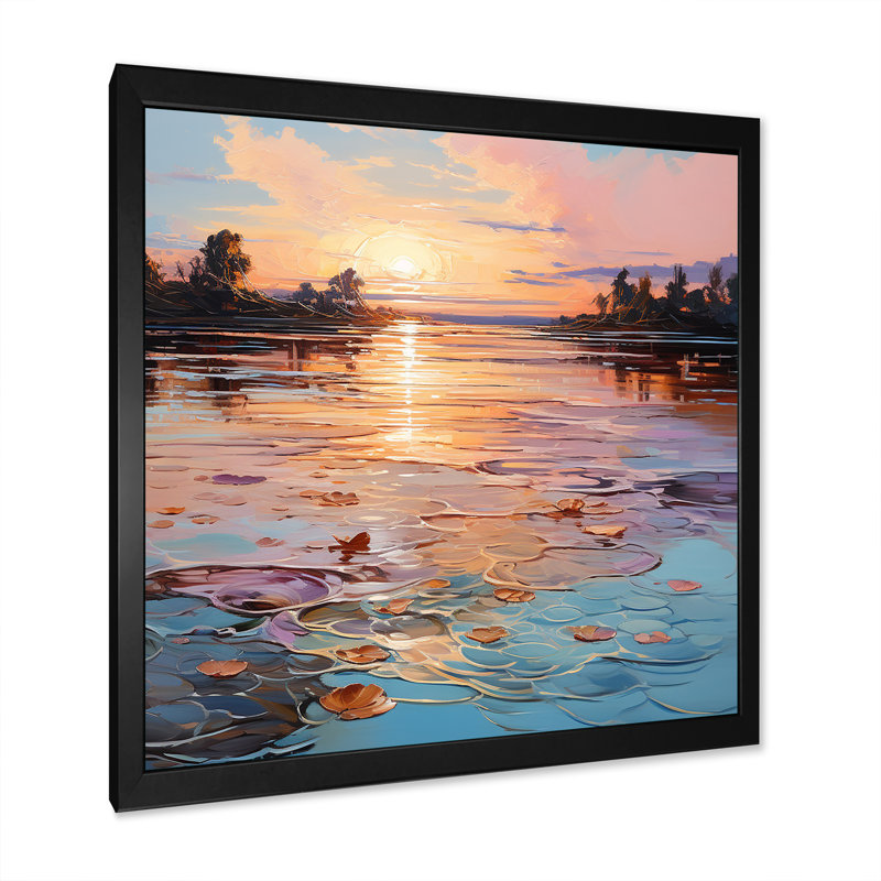 «Sunset Tranquil Ripples II», reproduction sur toile, H 36 po x l 36 po x P 1,5 po, Cadre simple noir