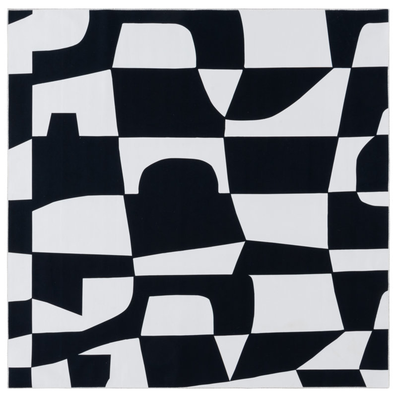 Amalea Performance Machine Washable Abstract Rug, Square 6'