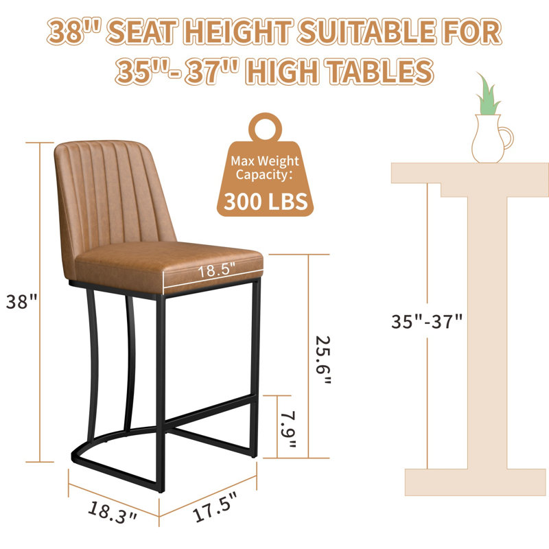 Tabouret de comptoir rembourré Malakeh, Brun