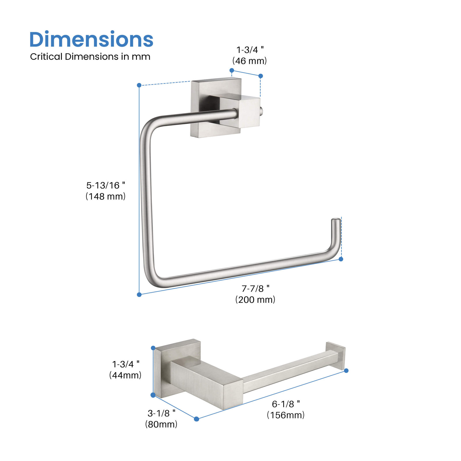 Cube 2-Piece Bathroom Hardware Set, Brushed Nickel