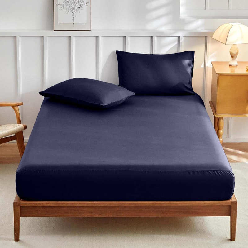Luxurious 4-Piece Microfiber Duvet Complete Cover Set, Single Duvet Cover Set + 2 Additional Pieces, Navy