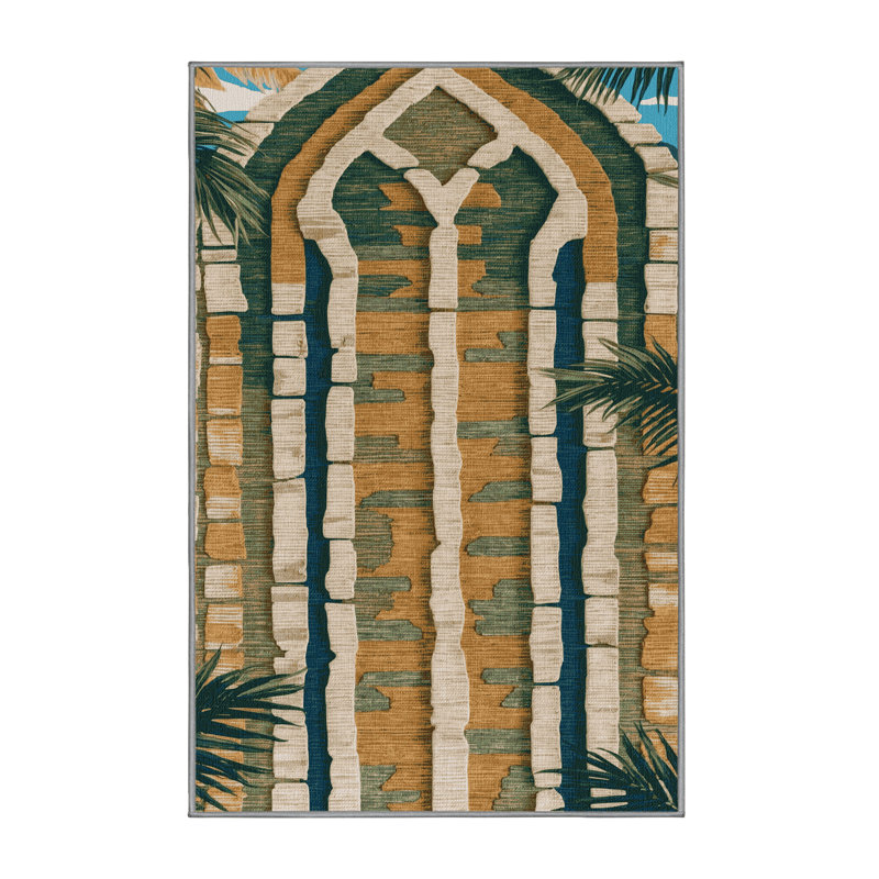  Tapis hawaïen lavable à arches naturelles, Rectangulaire 7 pi x 10 pi
