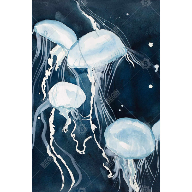 Medusa - White Coastal Framed Canvas for Home Decor