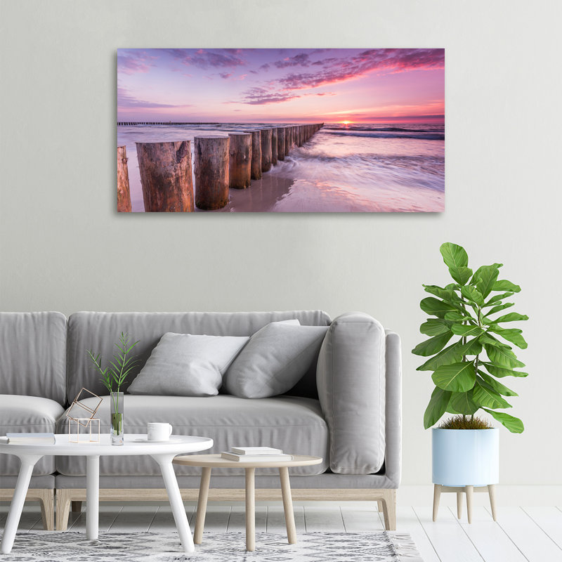Wooden Breakwater - Wrapped Canvas Print