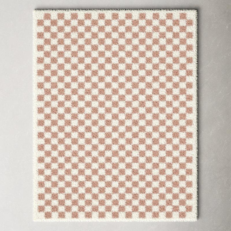 Neamiah Chequered Shag Area Rug, Rectangle 160 x 213cm