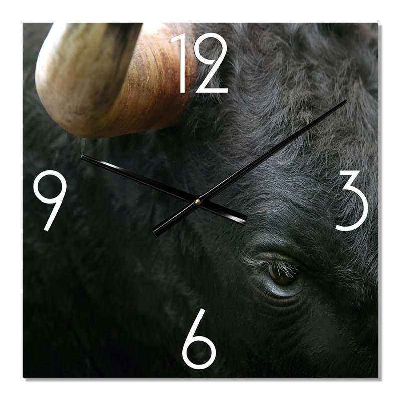Fighting Bull Head Close-Up of Eye - Farmhouse Wall Clock, Small