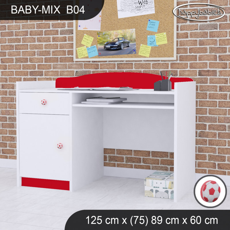 125cm Computer Desk, Red