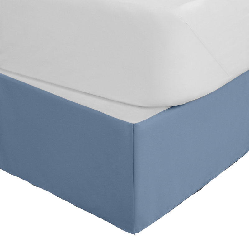 Martex Bed Skirt Easy Fit Lightweight 100% Microfiber Dust Hotel Quality, Blue, King Inverted Pleat