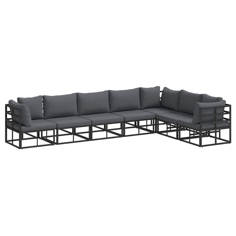 Vidaxl Garden Sofa Set With Cushion 7 Pcs Black Aluminium