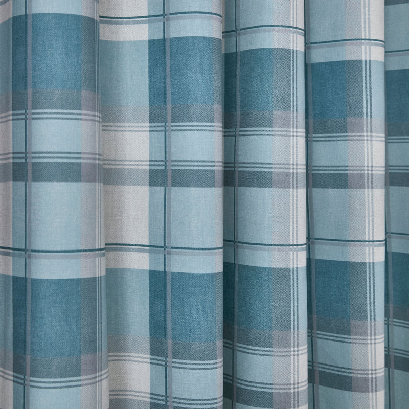 Balmoral Check 100% Cotton Semi Sheer Curtain Pair, Width 229 x Drop 183 cm