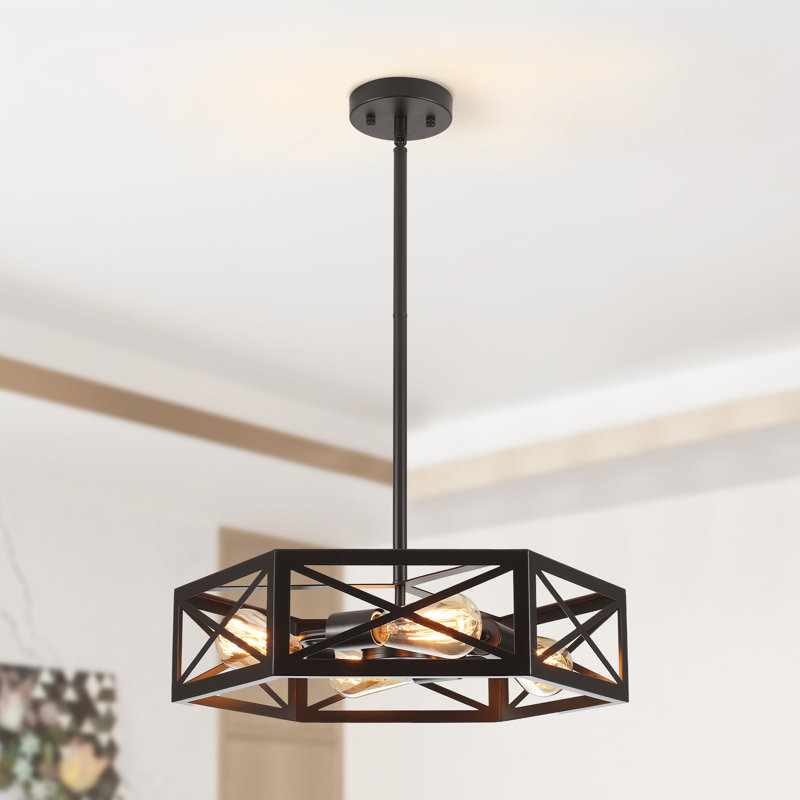 4-Light Dimmable Geometric Chandelier